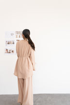 PEACH LONG TUNIC WITH SIDE TIES AND WIDE LEG TROUSERS
