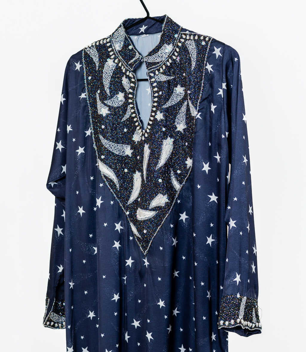 Navy Blue Star Collared Mukhwar