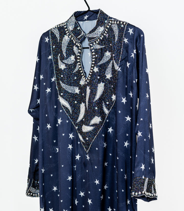 Navy Blue Star Collared Mukhwar