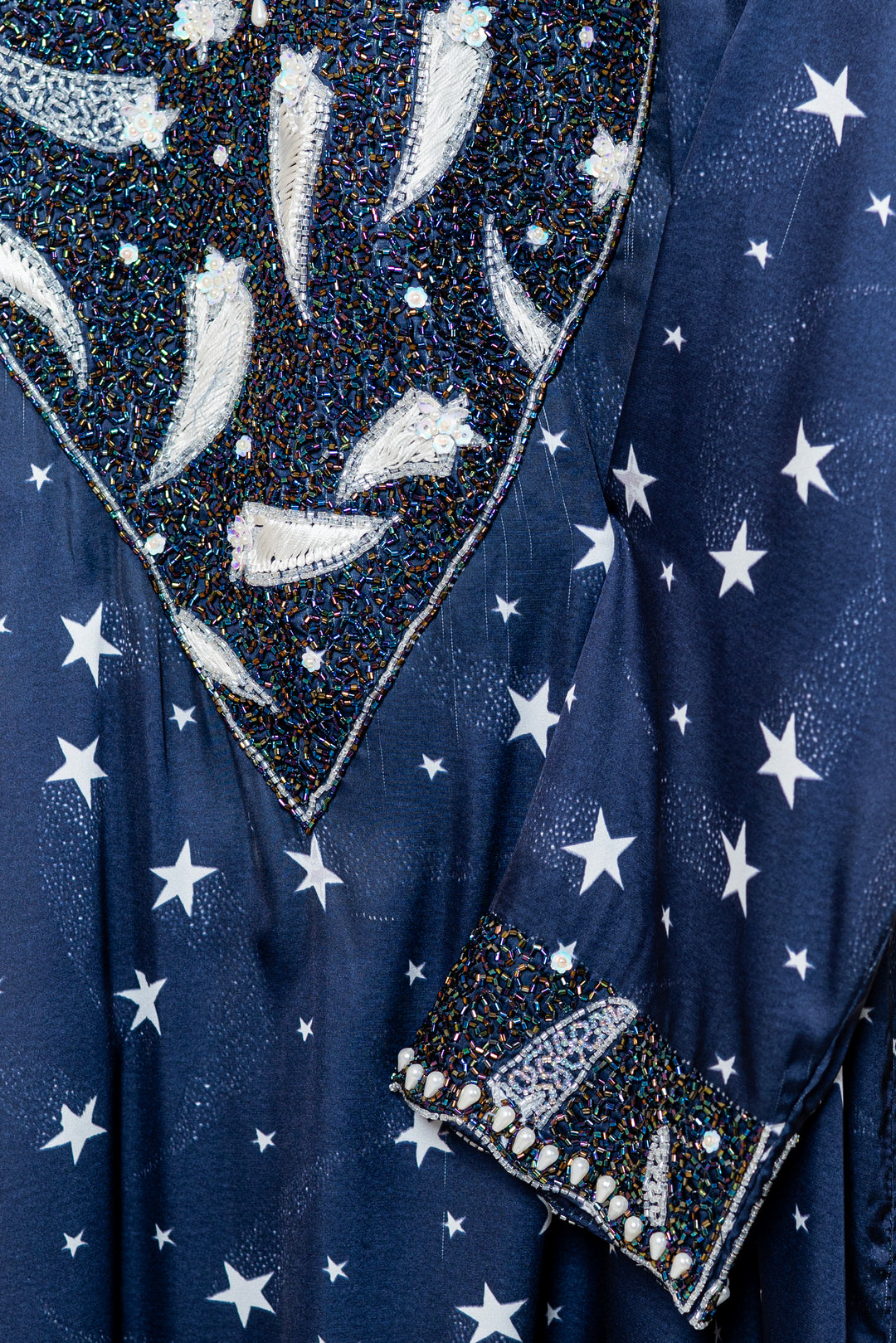 Navy Blue Star Collared Mukhwar