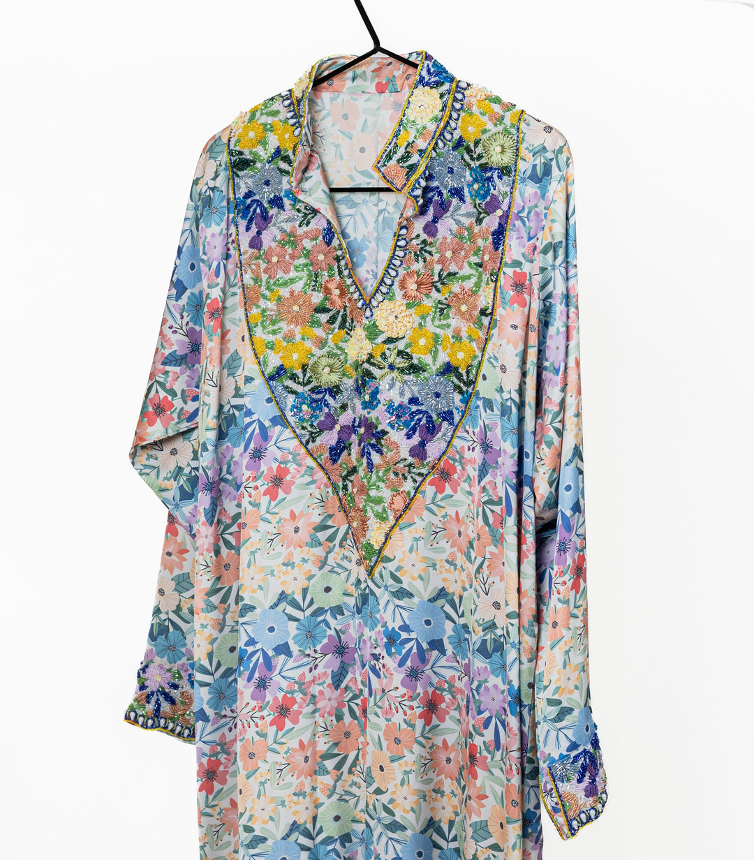 Multicolor Floral Collared Mukhwar