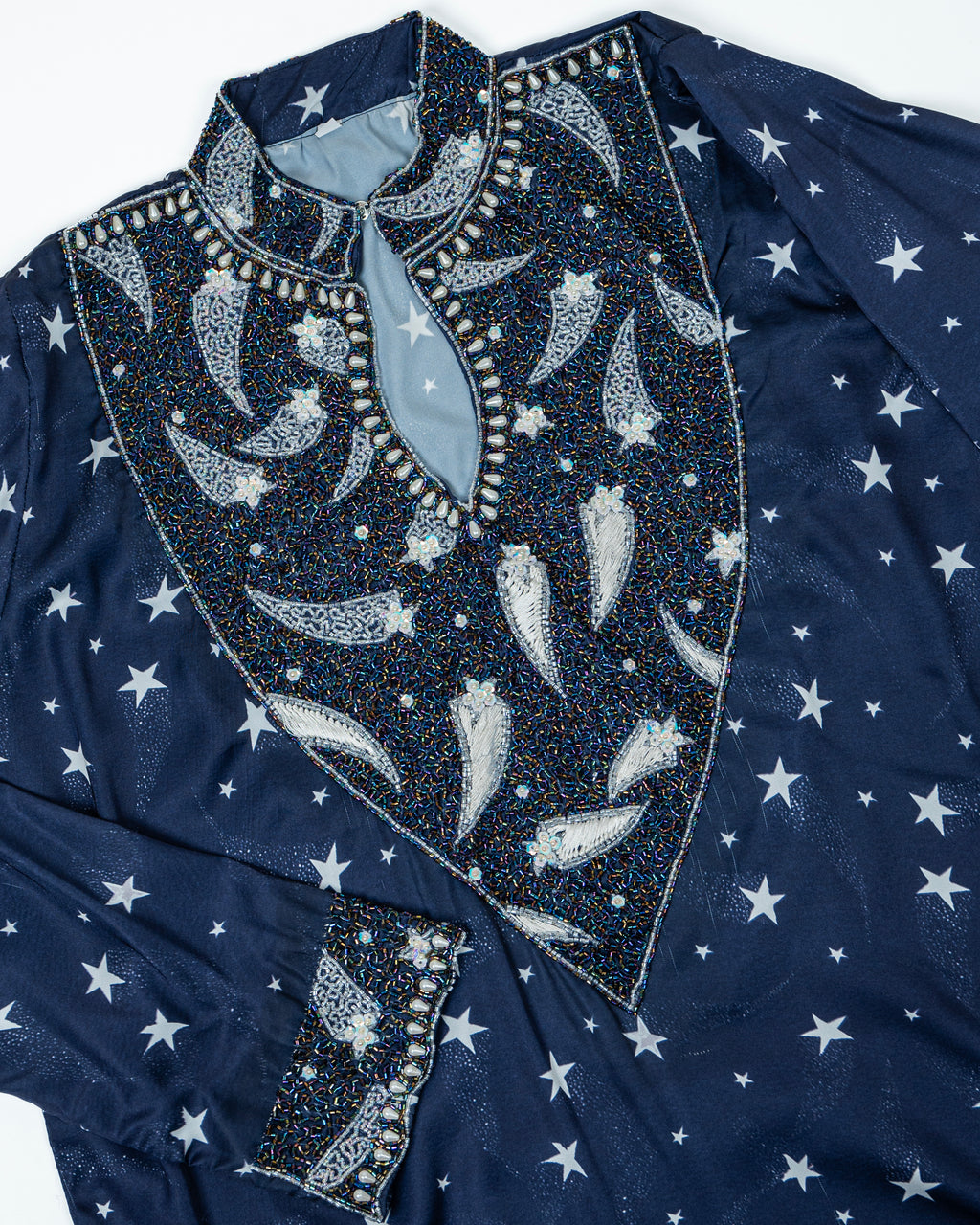 Navy Blue Star Collared Mukhwar
