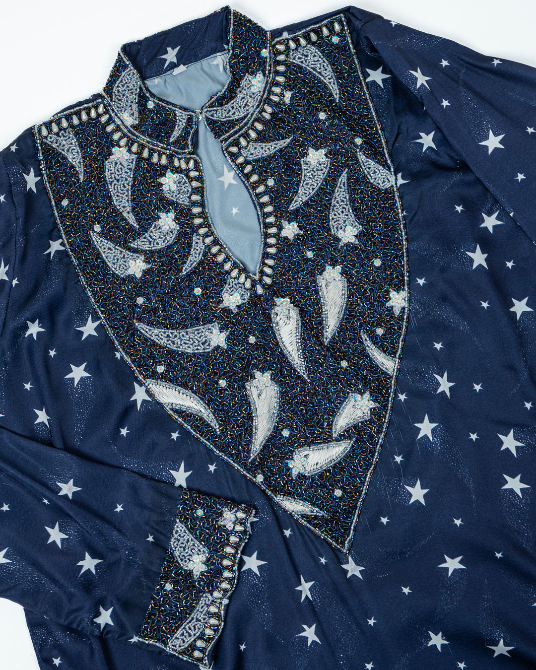 Navy Blue Star Collared Mukhwar