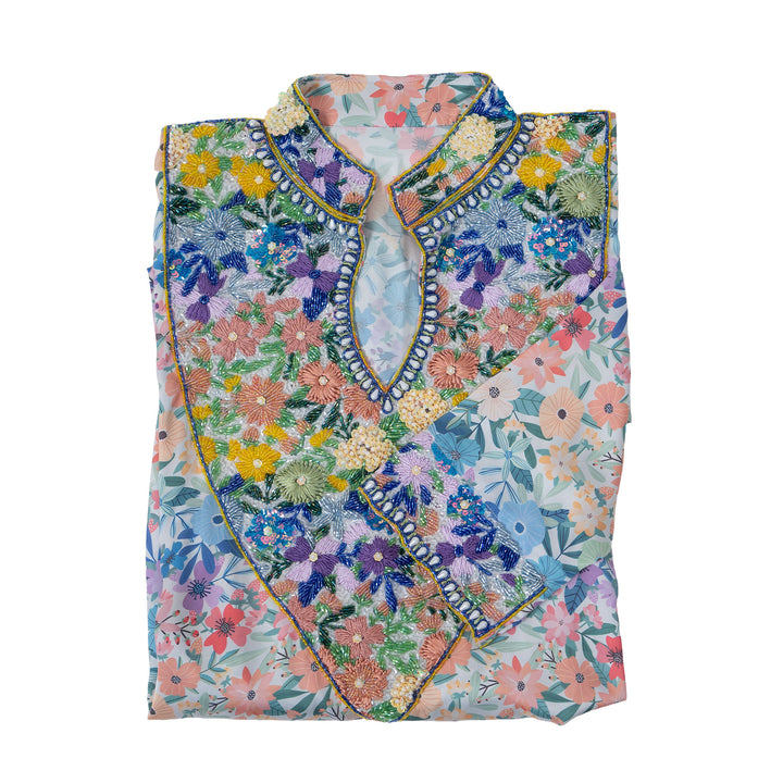 Multicolor Floral Collared Mukhwar