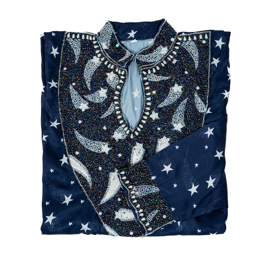 Navy Blue Star Collared Mukhwar