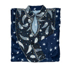 Navy Blue Star Collared Mukhwar