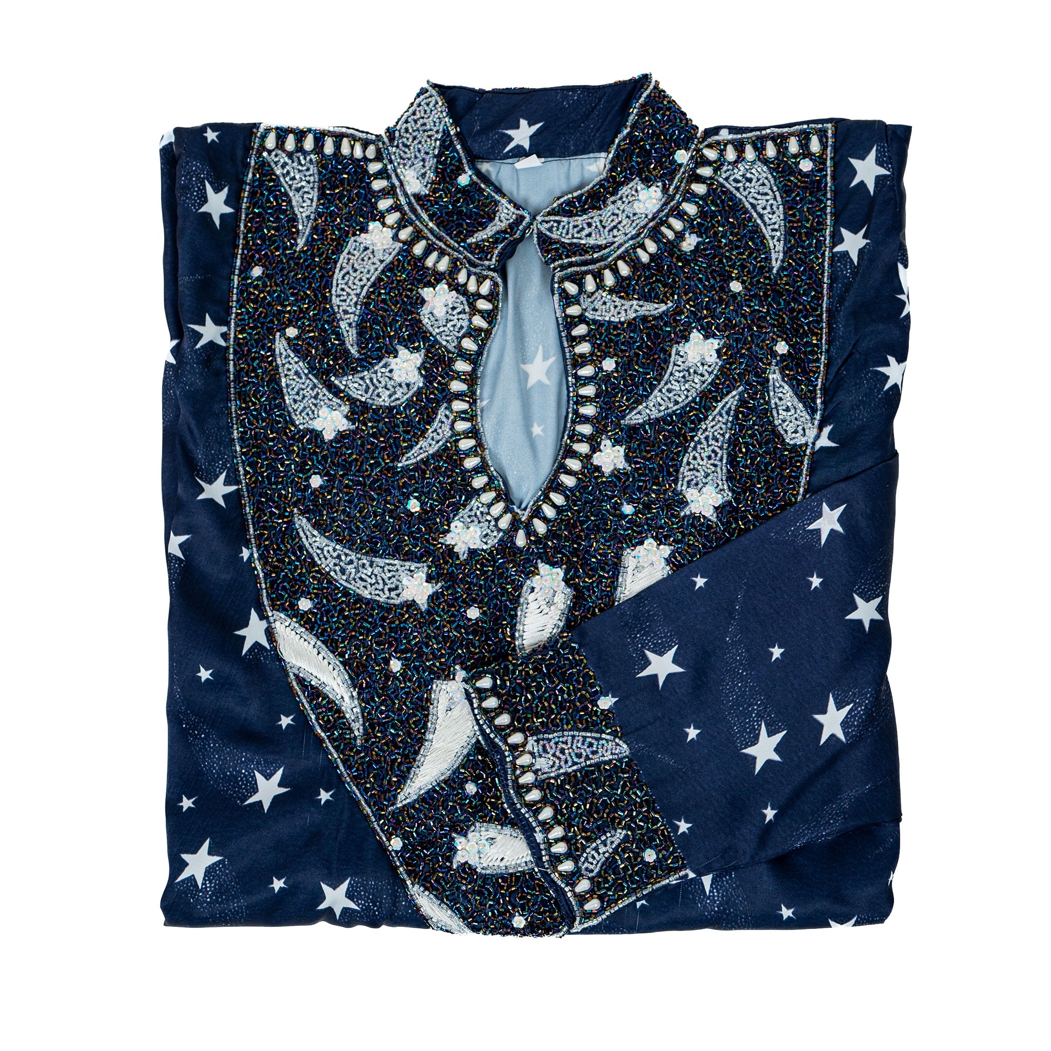 Navy Blue Star Collared Mukhwar