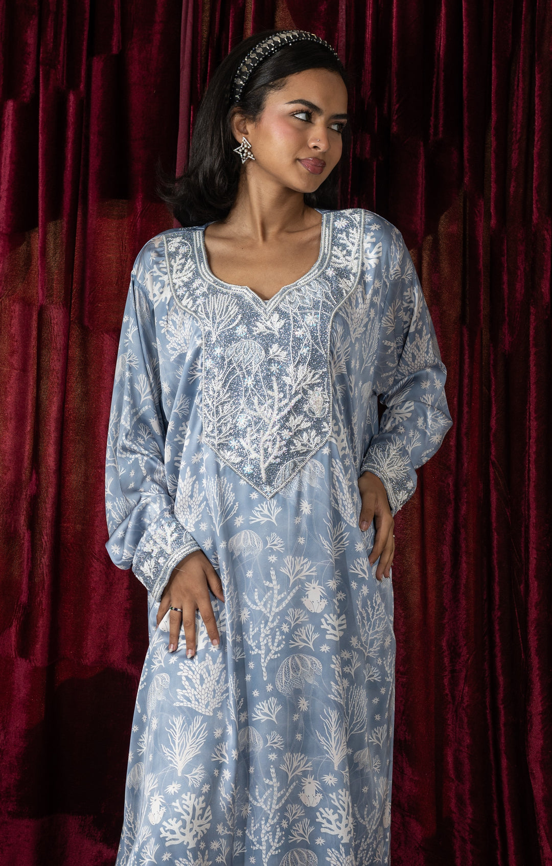 Misty Blue Coral Mukhwar