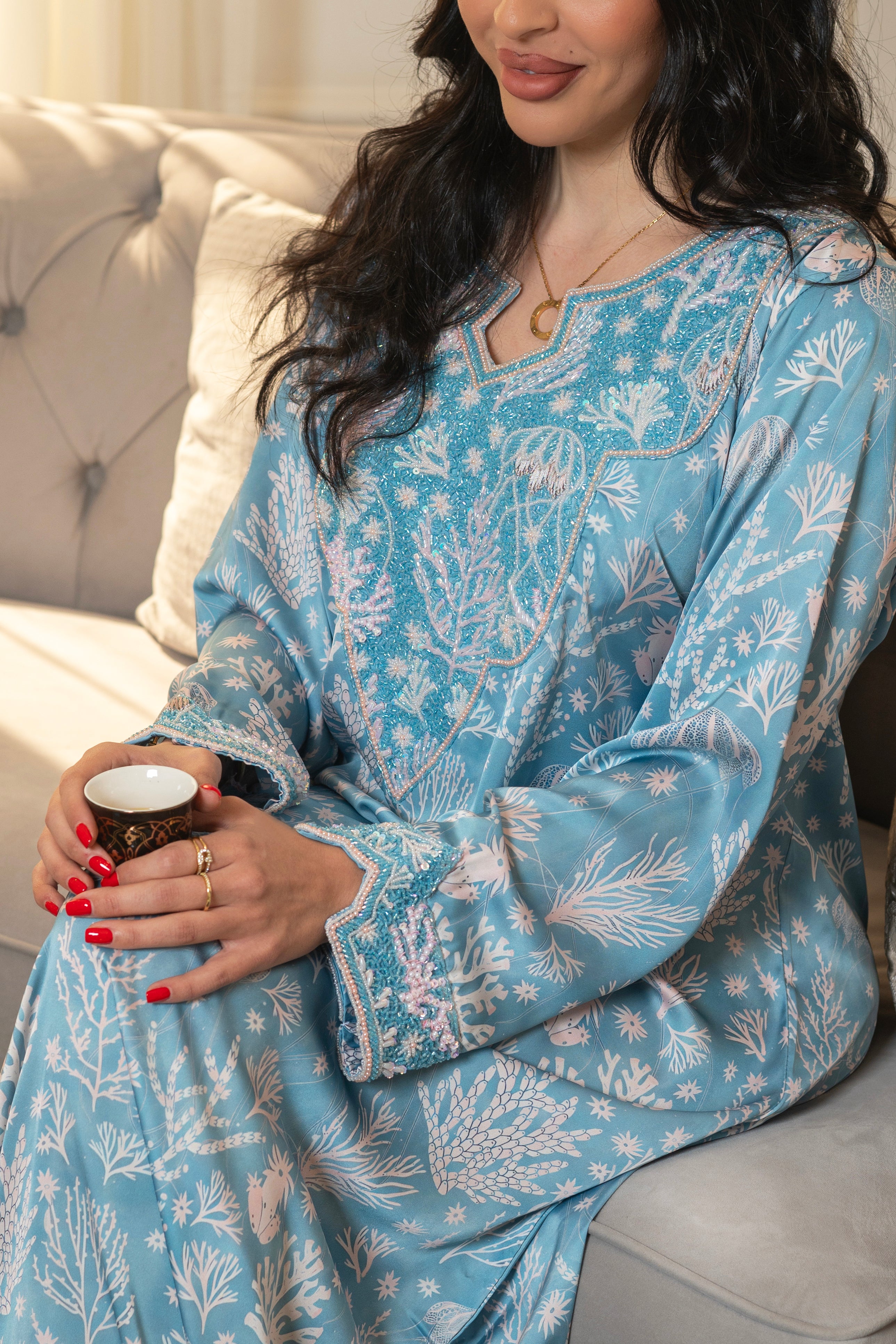 Turquoise Coral Mukhwar