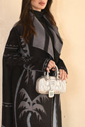 Black and Grey Palm Plisse Abaya