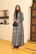 Grey Marble Plisse Abaya