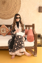Black and Ivory Vintage Plisse Abaya