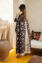 Black and Ivory Vintage Plisse Abaya