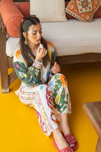 Multicolor Zodiac Printed Soft Linen Touch Summer Co-ord Set