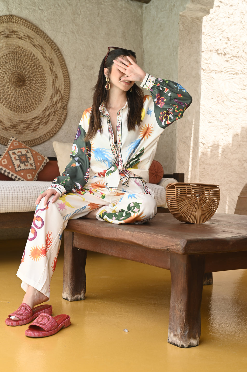 Multicolor Zodiac Printed Soft Linen Touch Summer Co-ord Set