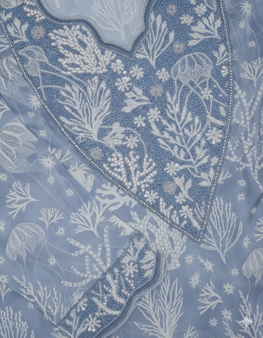 Misty Blue Coral Mukhwar