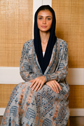 Dusty Blue Vintage Plisse Abaya