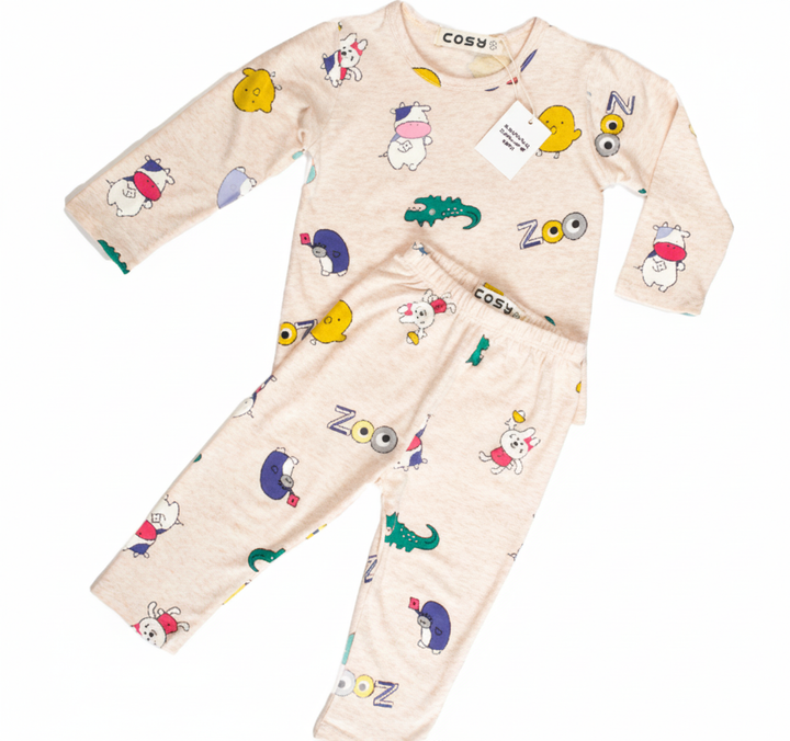 Be Cosy Kid's PJ Set with Zoo Print