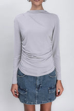 Grey Long Sleeve Cotton Top