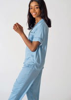 Be Cosy PJ Set in Blue Polka Dots