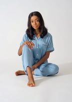 Be Cosy PJ Set in Blue Polka Dots