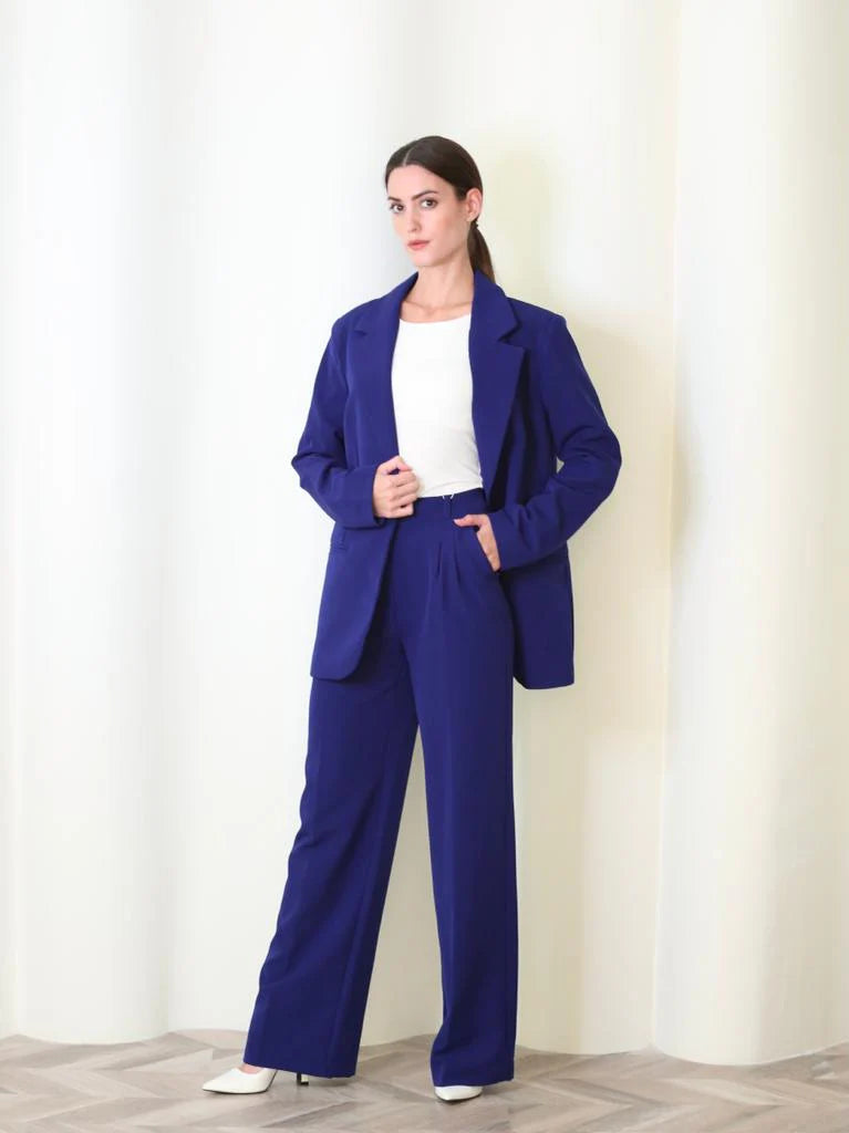 Haneen X BeCosy Suit: Jacket and Trousers in Royal Blue