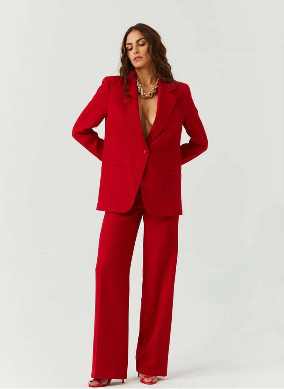 Haneen X Becosy Suit: Jacket and Trousers in Red