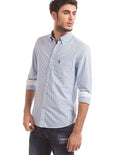 U.S. Polo Men's Full Sleeve Shirt in Blue Stripes