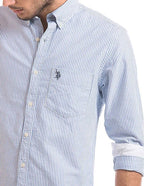U.S. Polo Men's Full Sleeve Shirt in Blue Stripes
