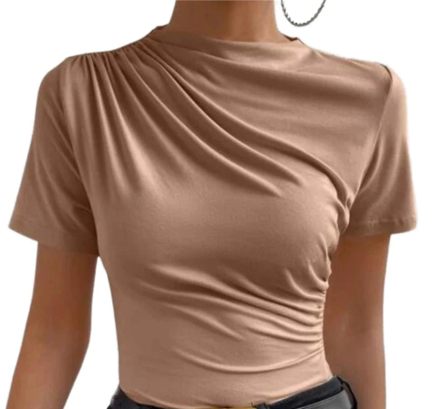 Nude Ruched T-Shirt