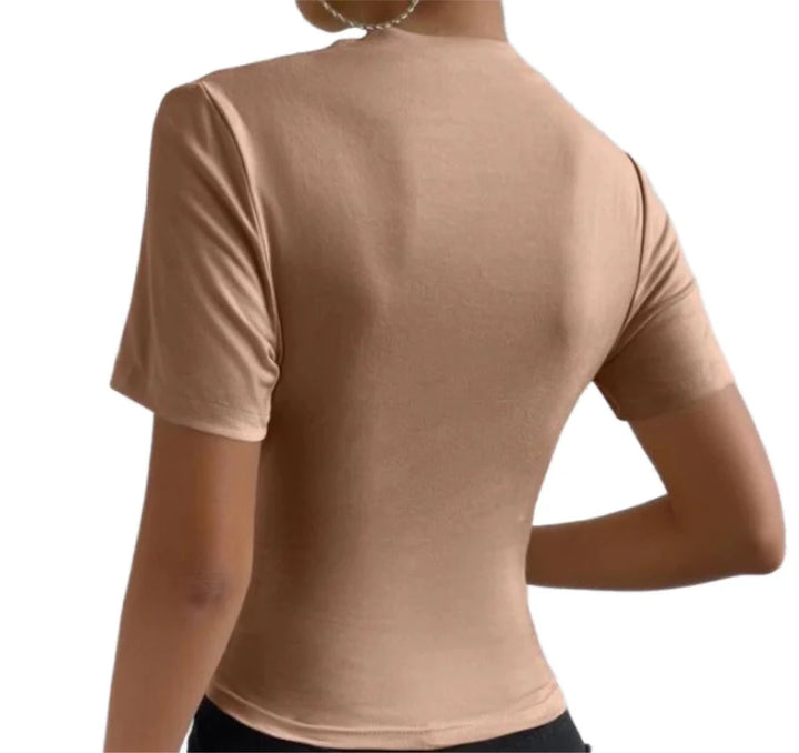Nude Ruched T-Shirt