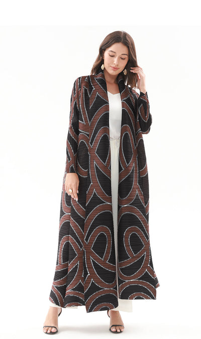 Black and Brown pleated abaya