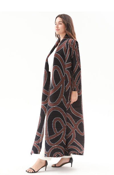 Black and Brown pleated abaya