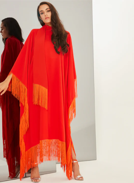 Orange Caftan with Fringe