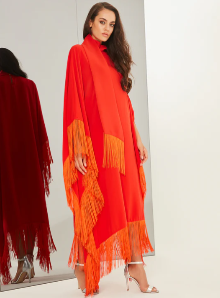 Orange Caftan with Fringe