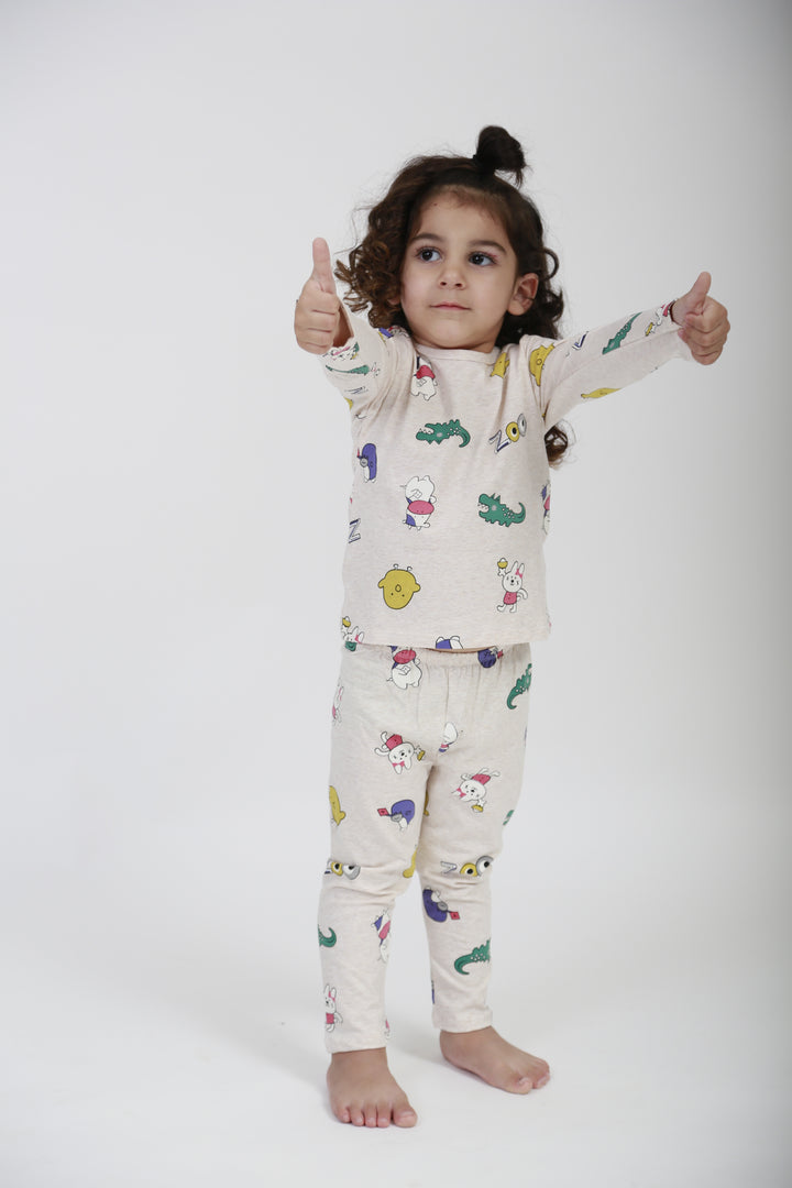 Be Cosy Kid's PJ Set with Zoo Print