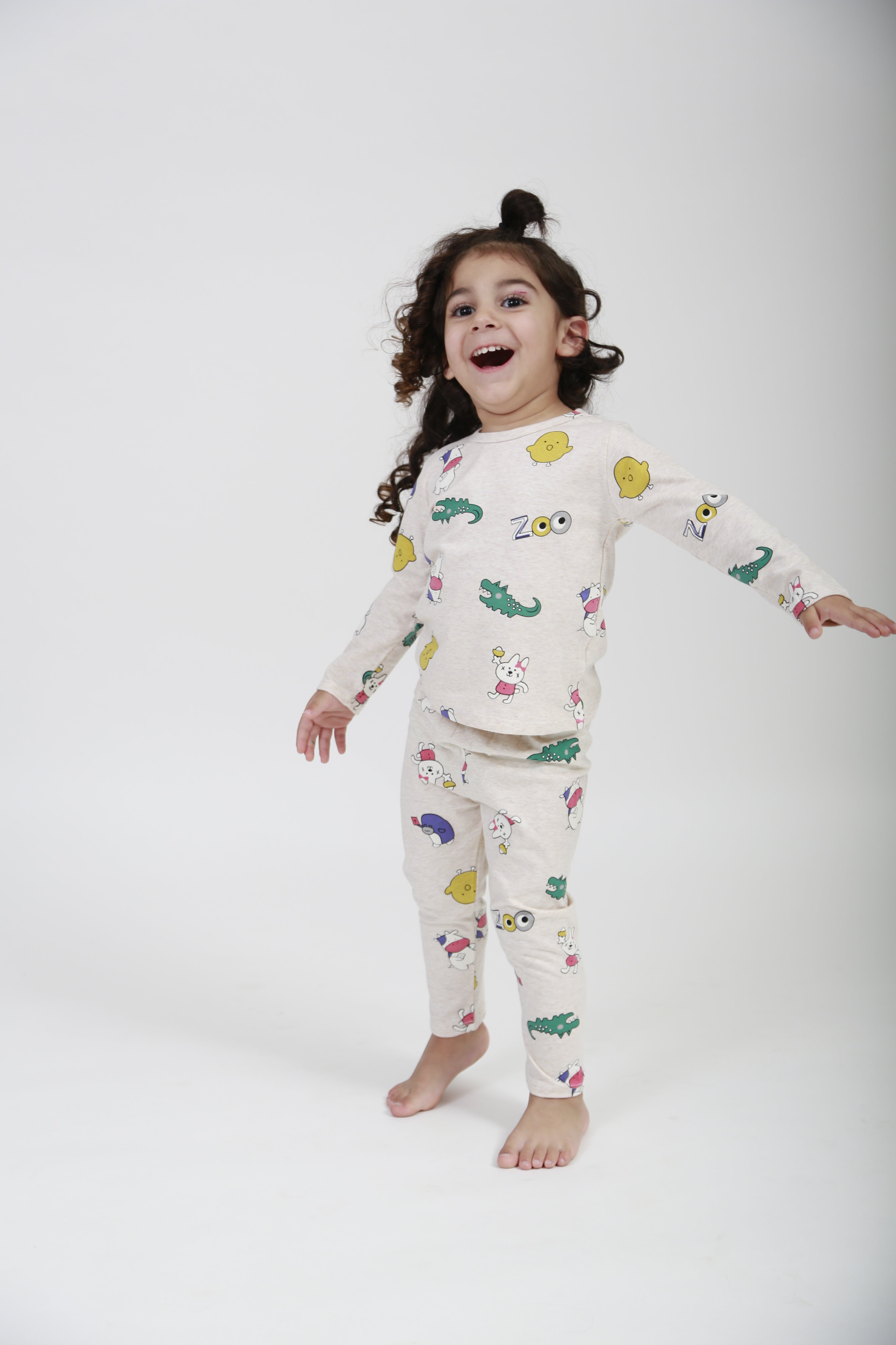 Be Cosy Kid's PJ Set with Zoo Print