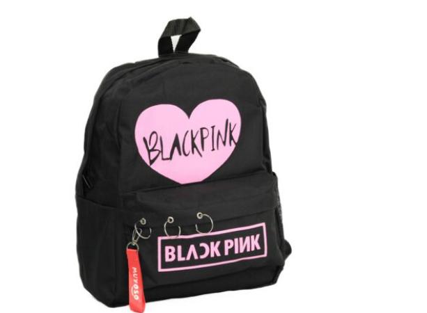 Black pink heart printed bag