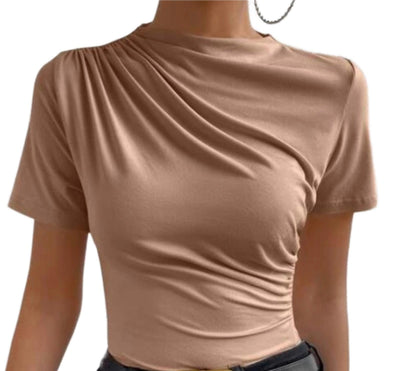 NUDE RUCHED T-SHIRT