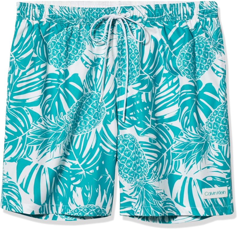 CALVIN KLEIN SWIMMING TRUNKS IN TURQUOISE  FLOWERS