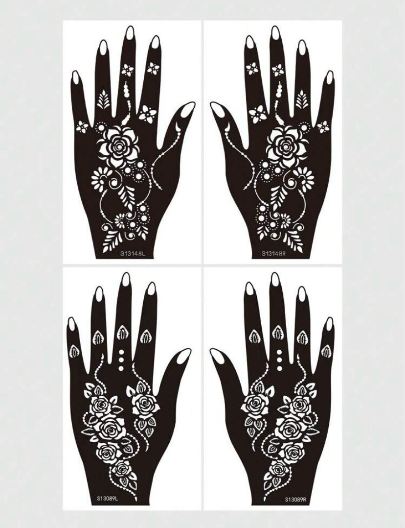 5 Sheets of Henna stickers with brown cone