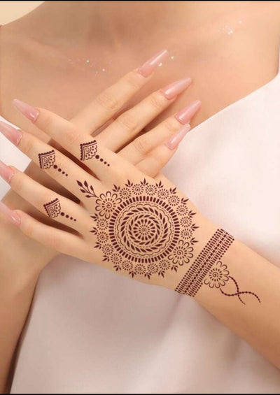5 Sheets of Henna stickers with brown cone