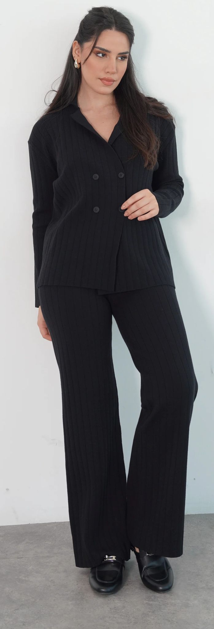 Black Cardigan Knitted Set