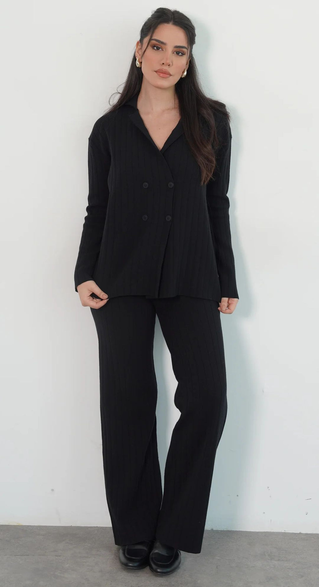 Black Cardigan Knitted Set