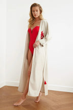 Red Lobster Embroidered Belted Kimono