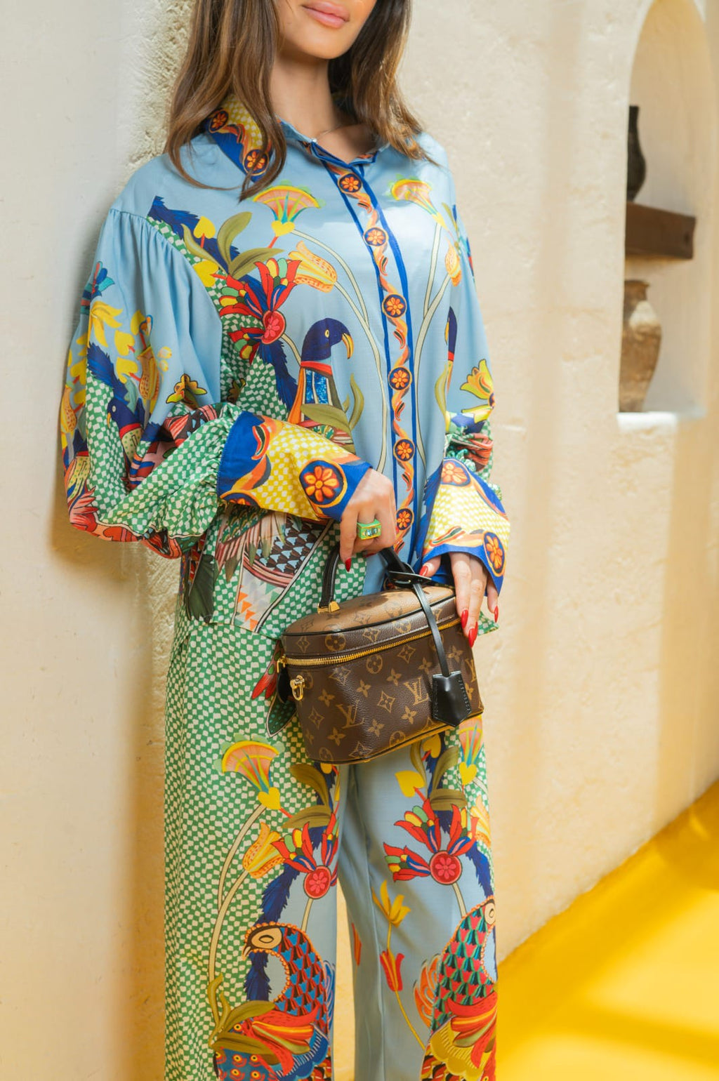 Multicolor Peacock Print Soft Linen Touch Summer Co-ord Set