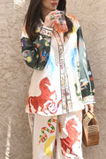 Multicolor Zodiac Printed Soft Linen Touch Summer Co-ord Set
