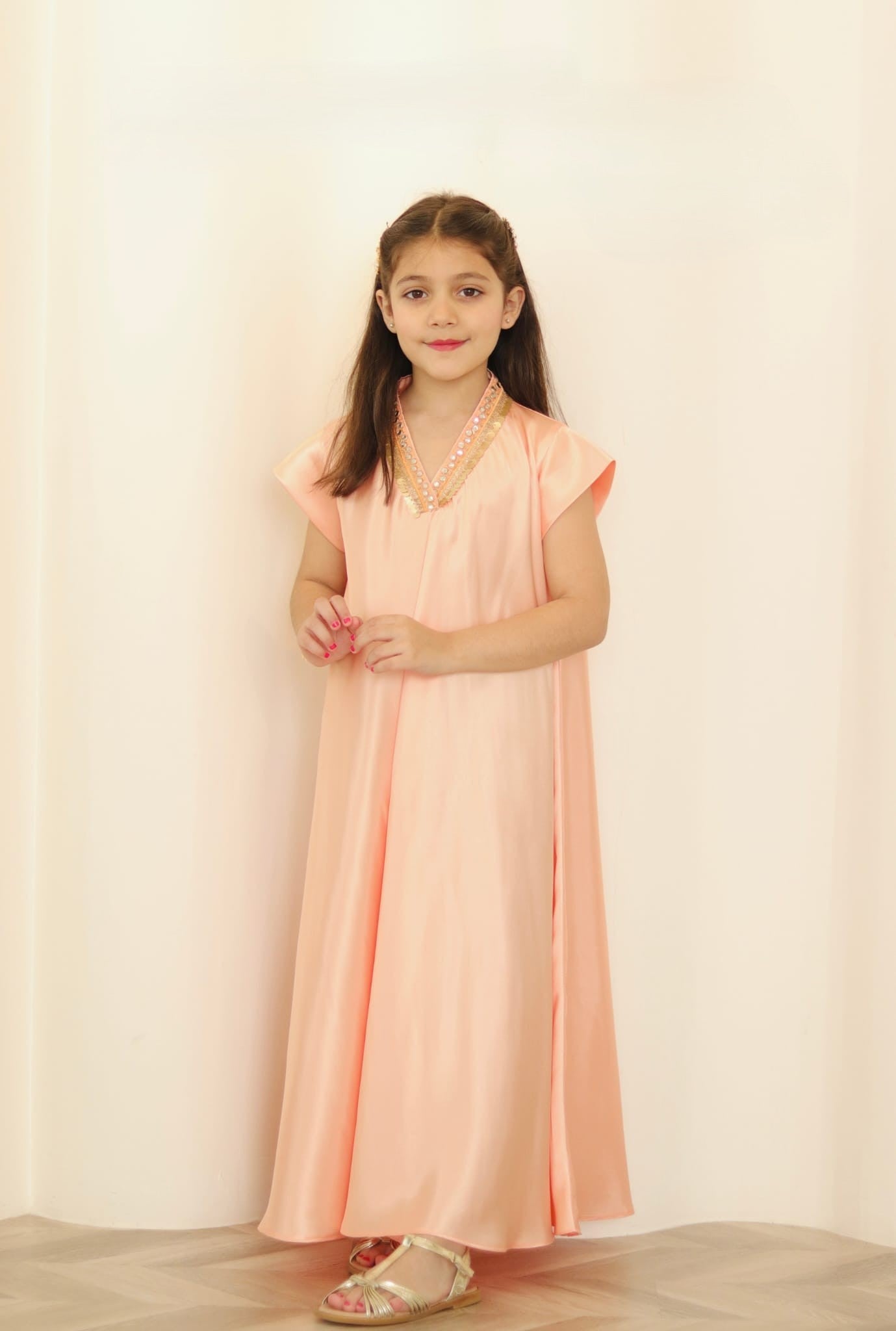 Kids Trapeze Dress in Orange