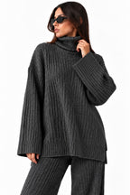 Grey Ribbed Knitted Co-Ord Set