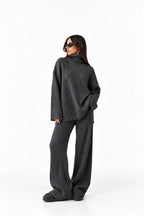 Grey Ribbed Knitted Co-Ord Set